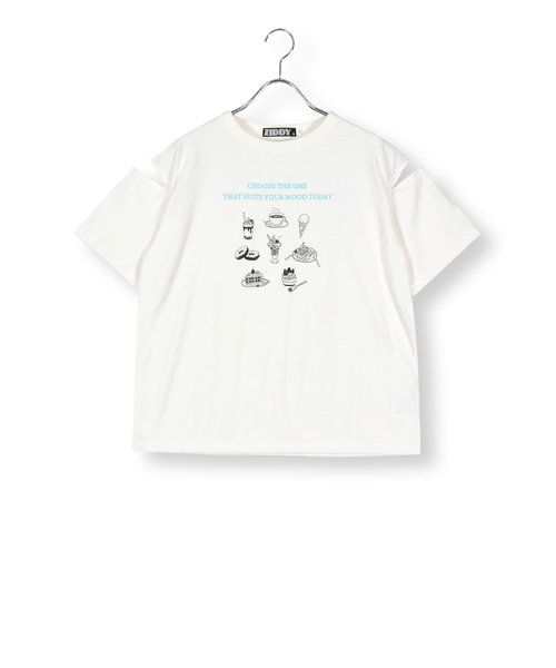 【 ニコ☆プチ 掲載 】【UVカット】肩あきスイーツイラストTシャツ(130~160cm)
