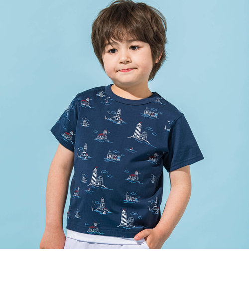 灯台マリンプリント天竺半袖Tシャツ(90~150cm)