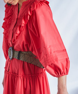フリル刺繍タックドレス