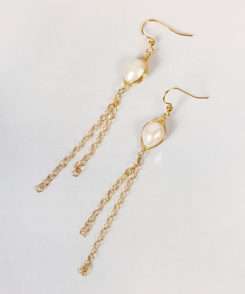 K14gf 淡水パールチェーンピアス Wythecharm ワイスチャーム の通販 Mall