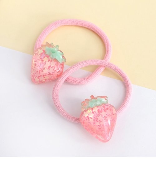 ふわふわ いちご ベビーヘアクリップ ヘアピン ヘアゴム ヘアアクセサリー イチゴとお花のベビーヘアクリップピン。*forベビー&キッズ