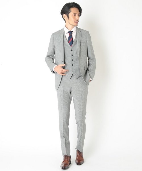 美品 ISAIA チェック柄 千鳥柄 ダブル セットアップ スーツ ブラウン