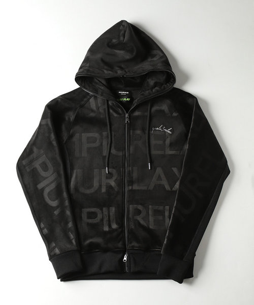 1PIU1UGUALE3 RELAX × JUST PLAY】 VELOR LOGO HOODIE | メンズビギ