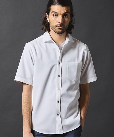 ポリエステルカチオン半袖ワイドカラーシャツ | メンズビギ（MEN'S