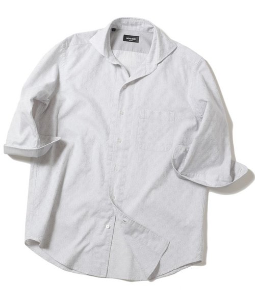 コットン幾何学フラワージャカード七分袖シャツ | メンズビギ（MEN'S