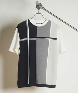 ニット×ポンチ切り替えTシャツ