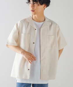 ポリトロ 両胸ポケット 半袖 オープンカラーシャツ