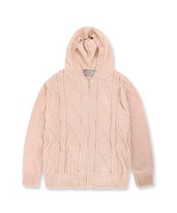 teddy knit テディニット ケーブル編みパーカー