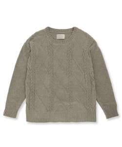 teddy knit テディニット ケーブル編みプルオーバー