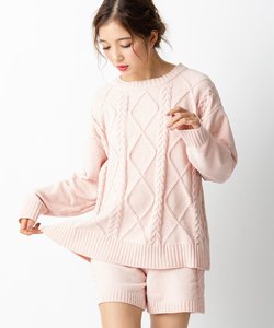 teddy knit テディニット ケーブル編みプルオーバー