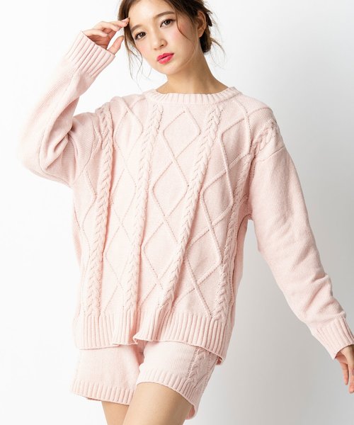 teddy knit テディニット ケーブル編みショートパンツ | fran de ...