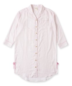 soft-gauze-clothパジャマシャツ長袖ワンピース(パステルストライプ)