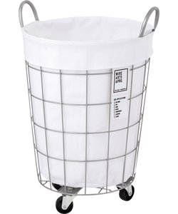 WIRE ARTS & PRO.laundry ROUND BASKET WITH CASTER_33L