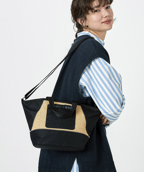 RAFFIA CONV TOTE リサイクルブラックラフィア