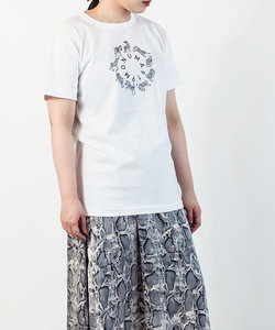 うまくいく紋・MONUMAロゴTシャツ＜ユニセックス＞/ホワイト×黒プリント