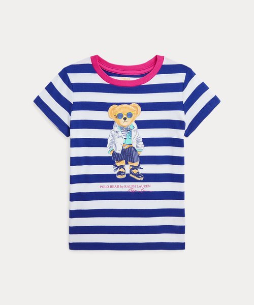 (ガールズ 2才～6才)ストライプド Polo ベア コットン ジャージー Tシャツ