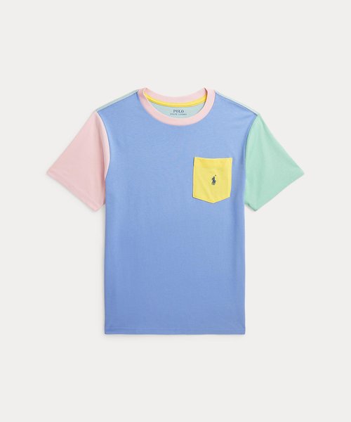 (ボーイズ 8才～20才)カラーブロック コットン ポケット Tシャツ