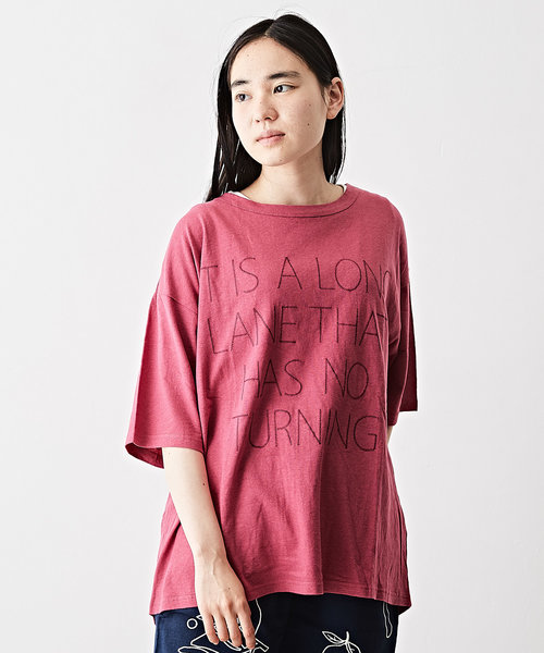 綿麻 天竺 バックツイスト クルーネック Tシャツ