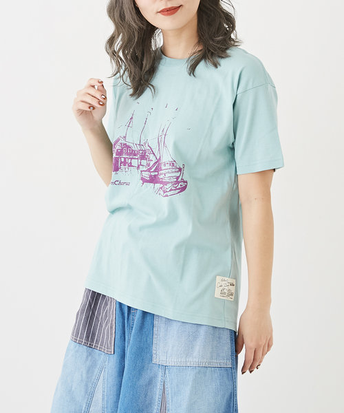 MVS ひんやり 天竺 カットソー グラフィック プリント Tシャツ