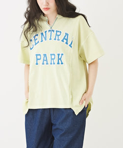 カットソー × ワッフル ピグメント染 リメイク風 ロゴプリント ビッグTシャツ