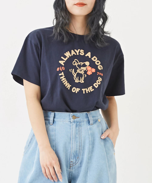 オーガニックコットン ワンちゃん プリント Tシャツ