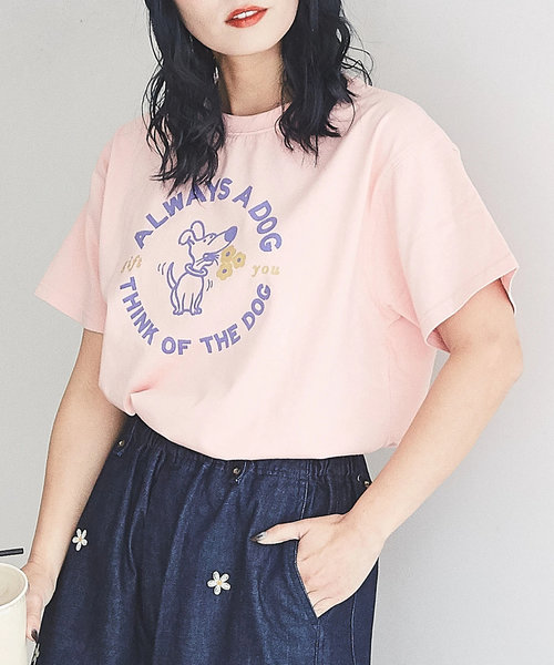 オーガニックコットン ワンちゃん プリント Tシャツ