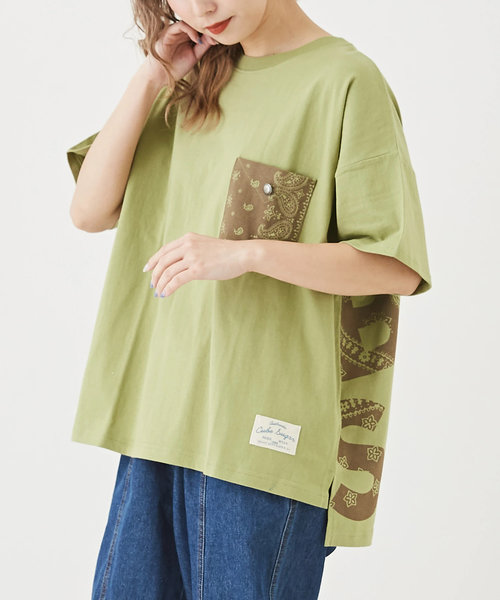 OE天竺 カットソー ビッグロゴ バックプリント Tシャツ