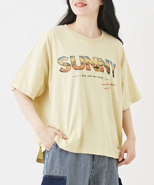 コットン カットソー インクジェット ロゴプリント Tシャツ