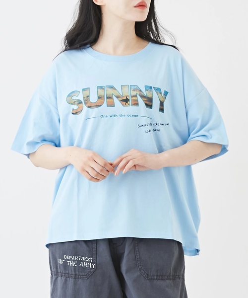 コットン カットソー インクジェット ロゴプリント Tシャツ