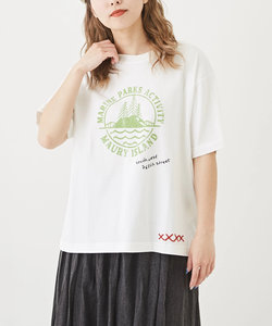アウトドア プリント × 刺繍 Tシャツ