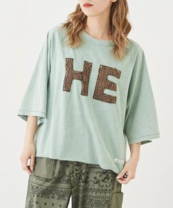 ビンテージ 天竺 カットソー ケミカル加工 ガーゼ ロゴパッチ Tシャツ