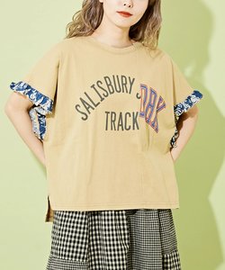 パウダー加工 リメイク風 袖口 フリル Tシャツ