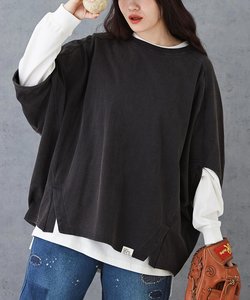 16/- OE天竺 パウダー加工 ドルマンスリーブ Tシャツ