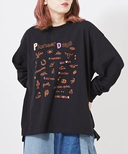 20/-OE天竺 カットソー ロゴ 刺繍 ロングTシャツ