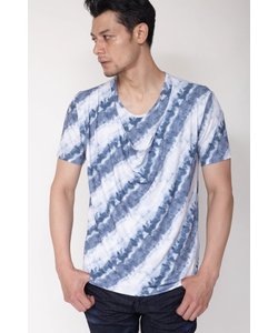 TORNADO MART∴バイアスムラ柄レイヤードレープTシャツ