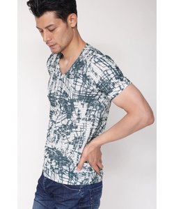TORNADO MART∴クラッシュクロコタックボーダーVネック半袖Tシャツ