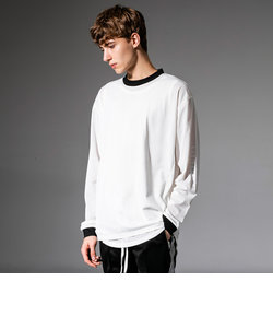 NUMBER (N)INE DENIM(ナンバーナインデニム) バイカラーメッシュロングTシャツ(ホワイト/ブラック)