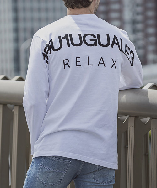 1PIU1UGUALE3 RELAX(ウノピゥウノウグァーレトレ リラックス)バックロゴプリント長袖Tシャツ