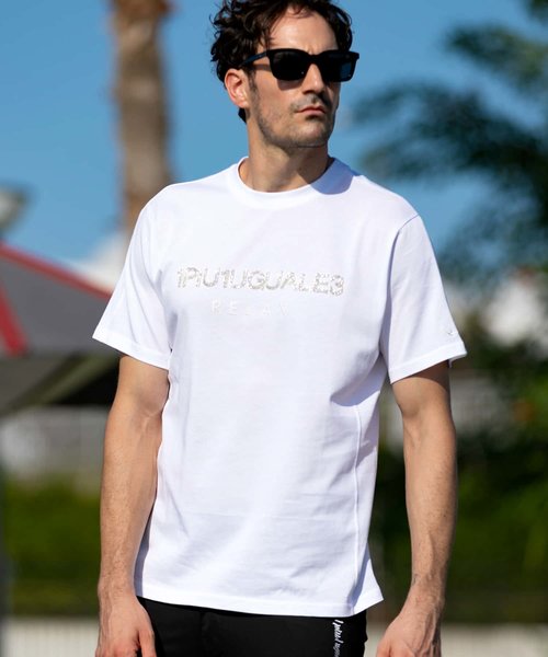 1PIU1UGUALE3 RELAX(ウノピゥウノウグァーレトレ リラックス)ビーズロゴ半袖Tシャツ