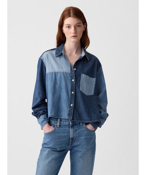 クロップド パッチワーク デニムシャツ | GAP（ギャップ）の通販 - &mall