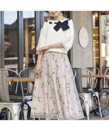 スズラン刺繍チュールフレアスカート | Rose Tiara（ローズティアラ 