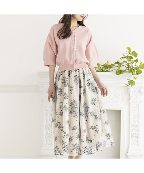 ミモザ刺繍フレアスカート | Rose Tiara（ローズティアラ）の通販 - &mall