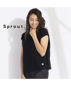 【Sprout.】リップルジャカード　フレンチスリーブTシャツ