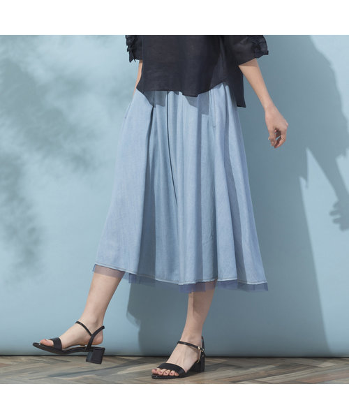 S・Mサイズ】裾チュール デニムフレアスカート | Junior online shop