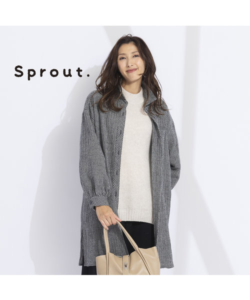 【Sprout.】尾州素材千鳥ウール　ロングブラウス