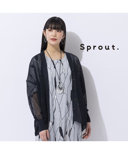 【Sprout.】メッシュ透かし編みニットカーディガン