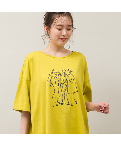 ラインストーン付きプリントＴシャツ