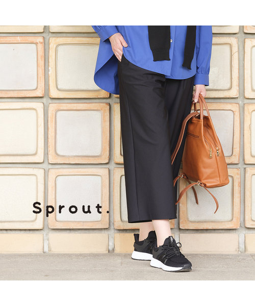 【Sprout.】トリコット素材　ワイドクロップドパンツ[同素材アイテム有]