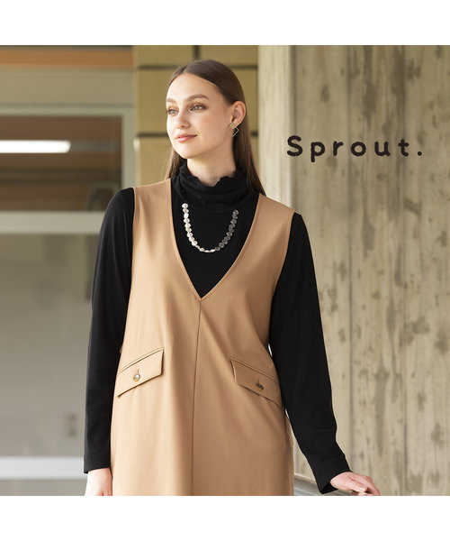 【Sprout.】強撚ミラノリブ　ハイネックＴシャツ