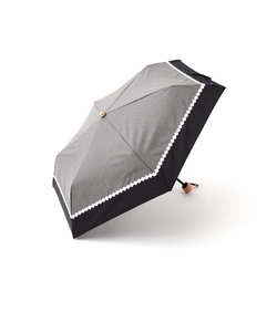 シャンブレーフラワーレース晴雨兼用折りたたみ傘 日傘